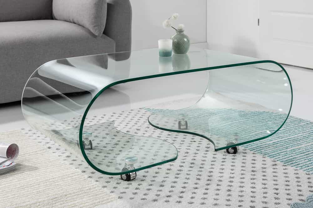 Extravaganter Glas Couchtisch FANTOME 90cm transparent