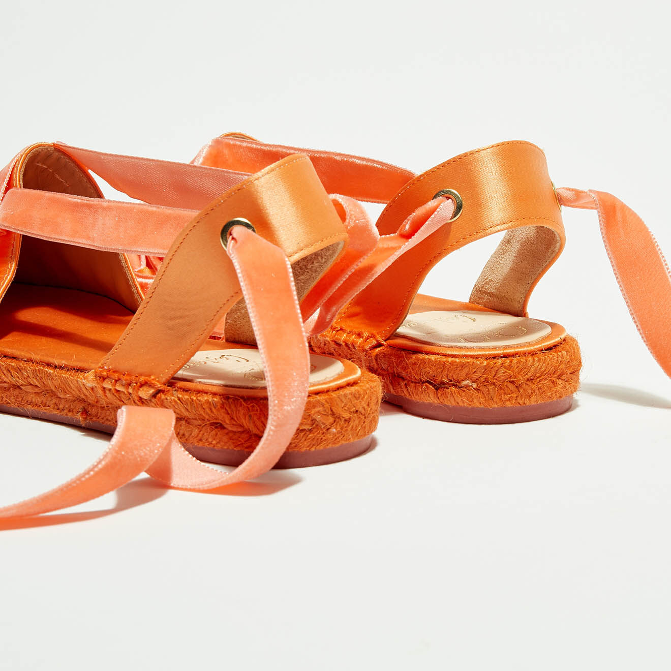 Castaner Espadrilles en Satin & Velours Kimita pêche