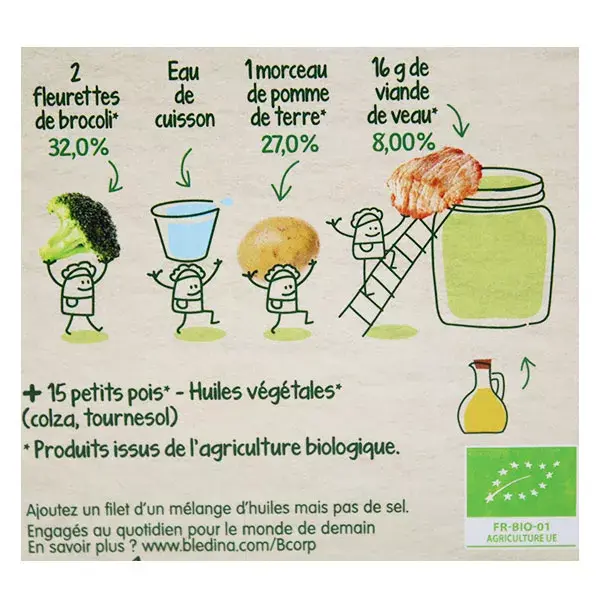 Blédina Organic Harvests Brócolis, Batata e Vitela - Pacote com 2 x 200g