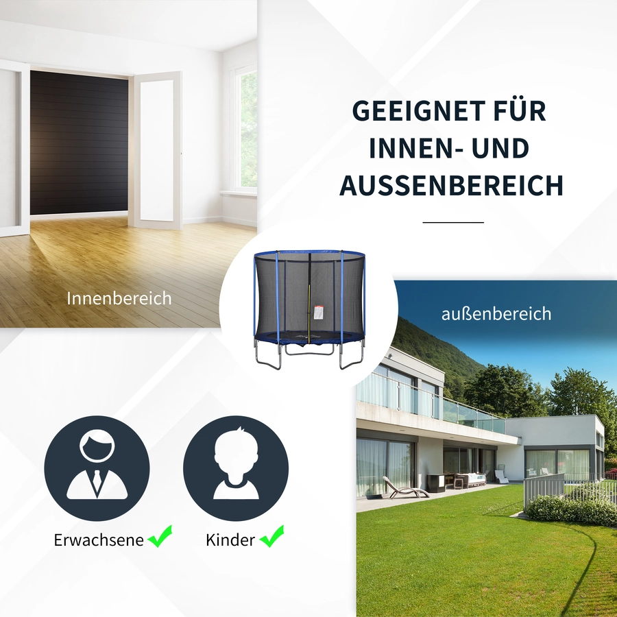 HOMCOM Trampolin mit Sicherheitsnetz blau, schwarz