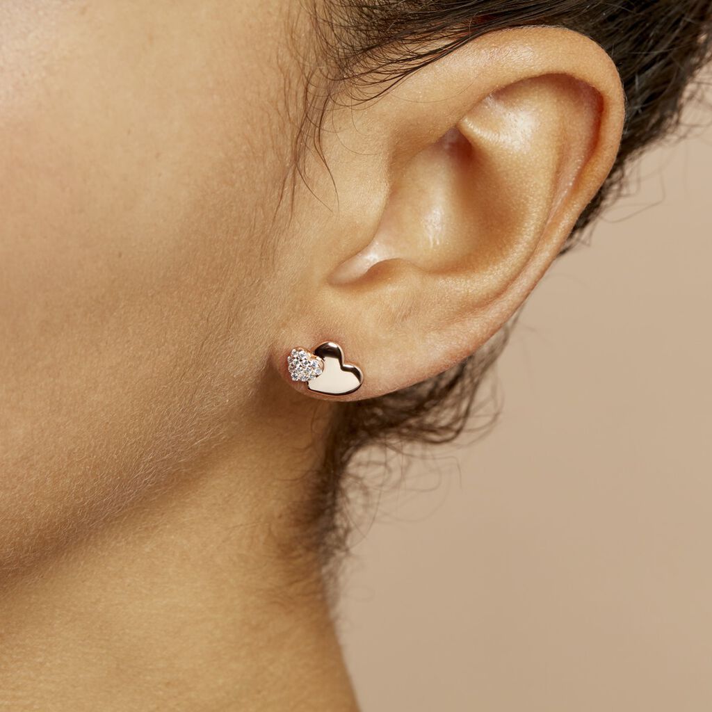 Boucles D'oreilles Puces Flamen Argent Rose Oxyde De Zirconium