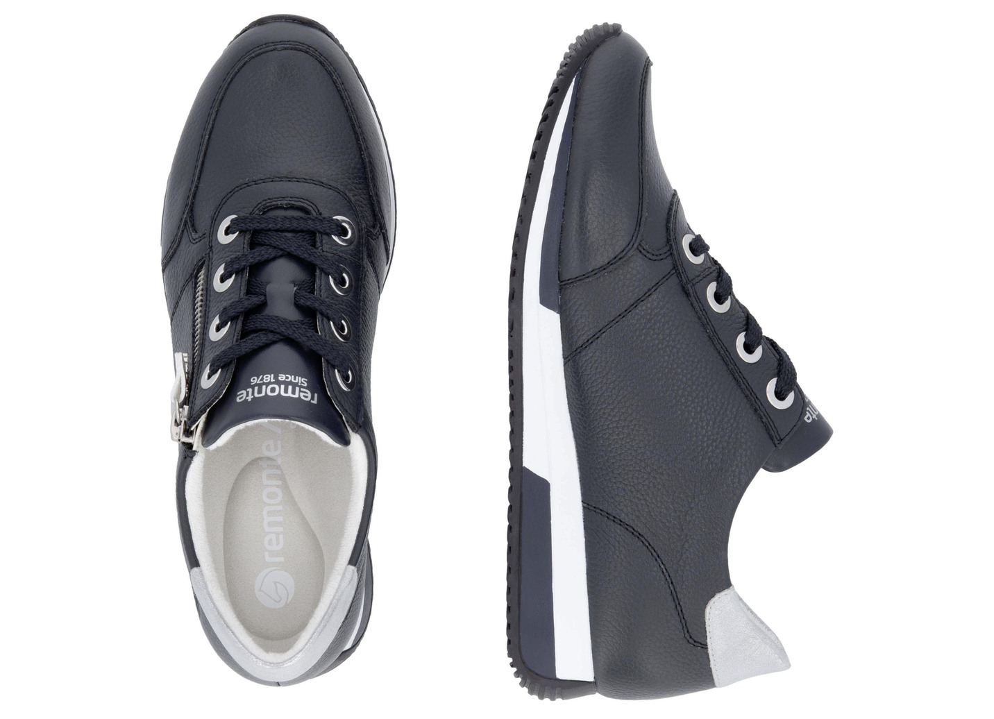 Remonte Schnür-Sneaker mit silberfarben schimmerndem Kontrast-Besatz