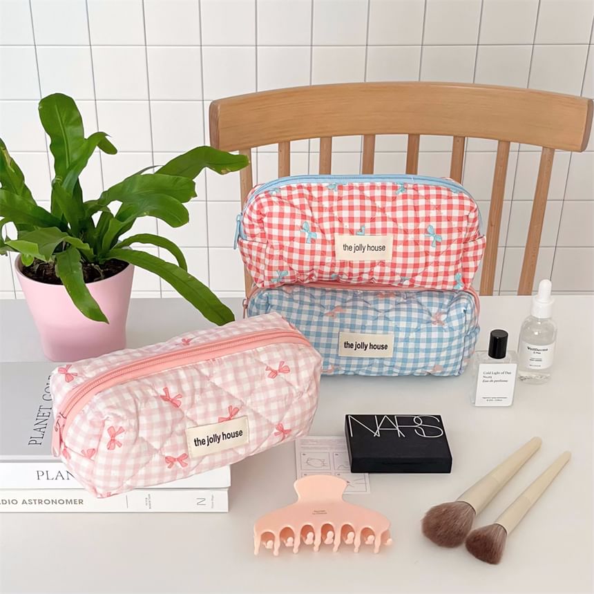 Minbrogy - Letterapplicatie geruite etui make-uptas