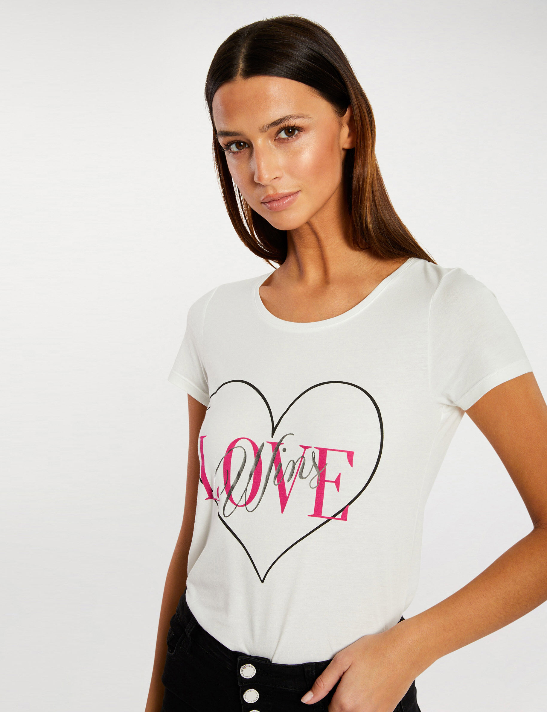 T-shirt manches courtes ecru femme - ecru