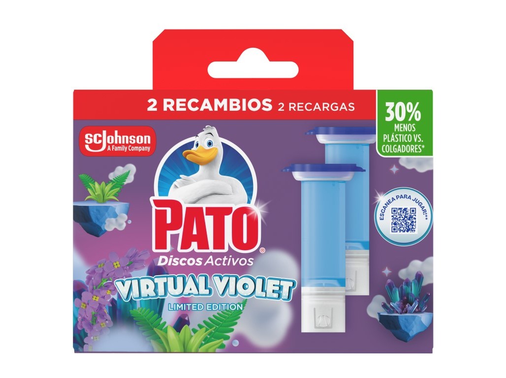 BLOCO SANITÁRIO DISCOS PATO RECARGA VIRTUAL VIOLET 72ML