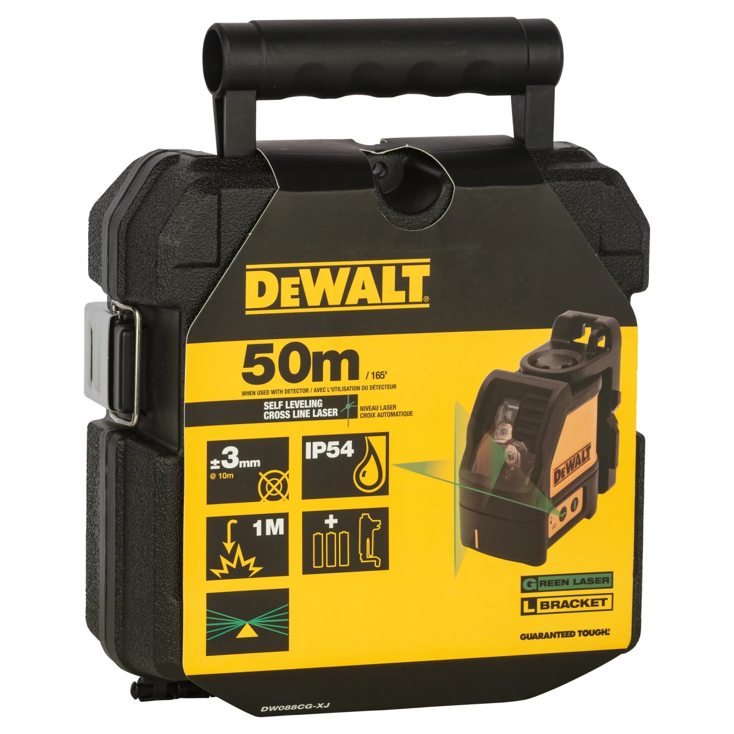 DeWALT DW088CGTRI Kruislijnlaser met statief - 2 lijnen - 15m - Groen