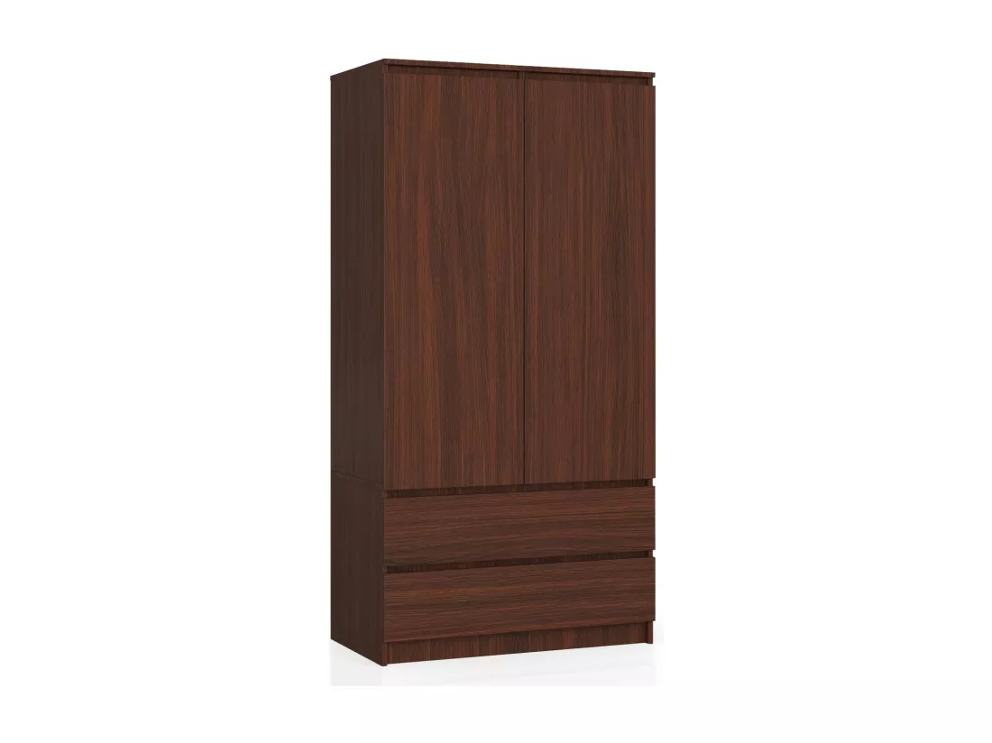 Armoire AKORD S90 Wengé 90 cm 2 portes 2 tiroirs façade Wengé 4 étagères 90x51x180 cm