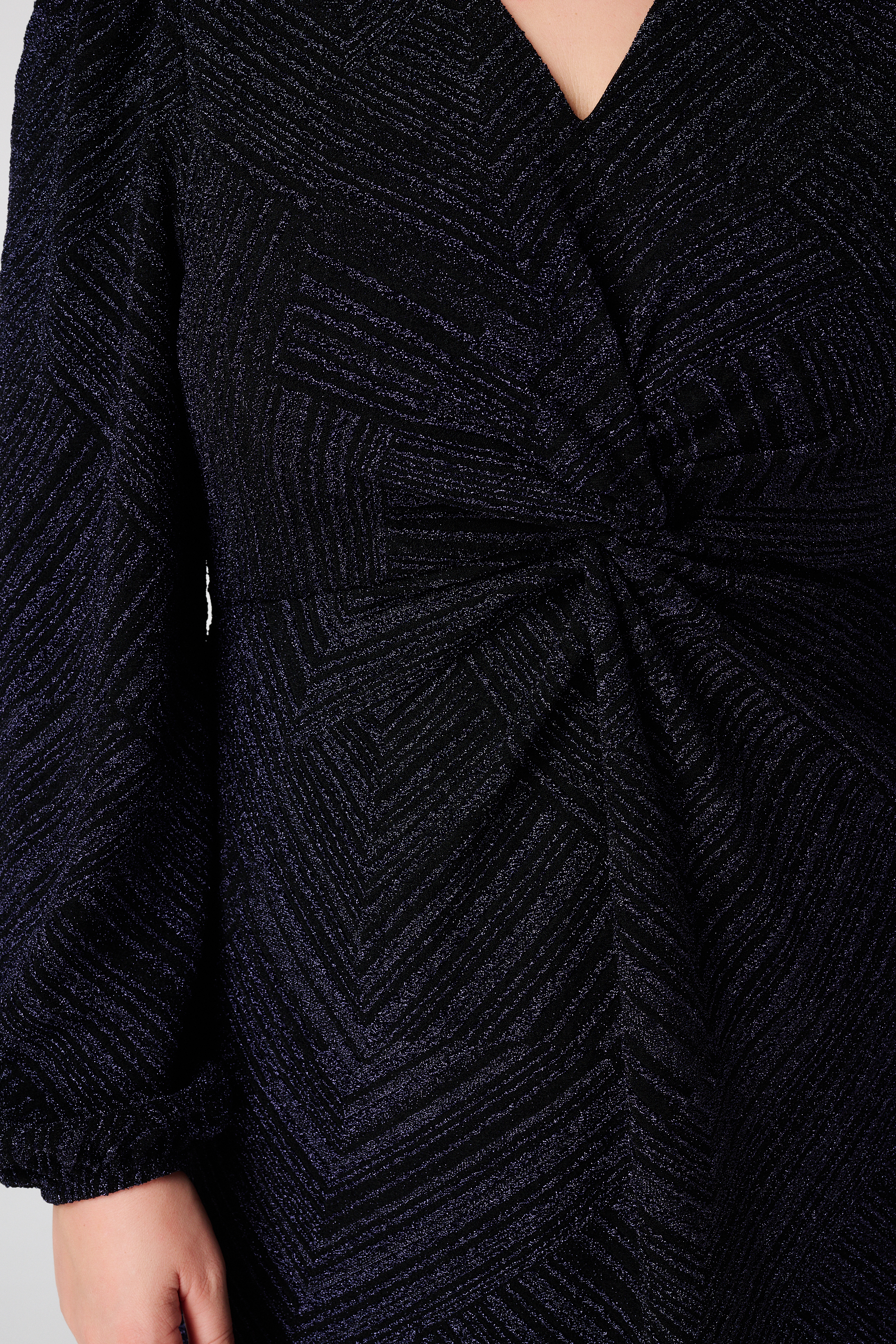 Lurex jurk met knoopdetail Navy blauw