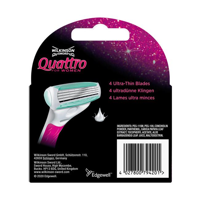 Wilkinson Sword Quattro for Women Sensitive Navulmesjes 3+1 gratis