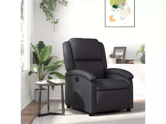 Fauteuil inclinable noir cuir véritable