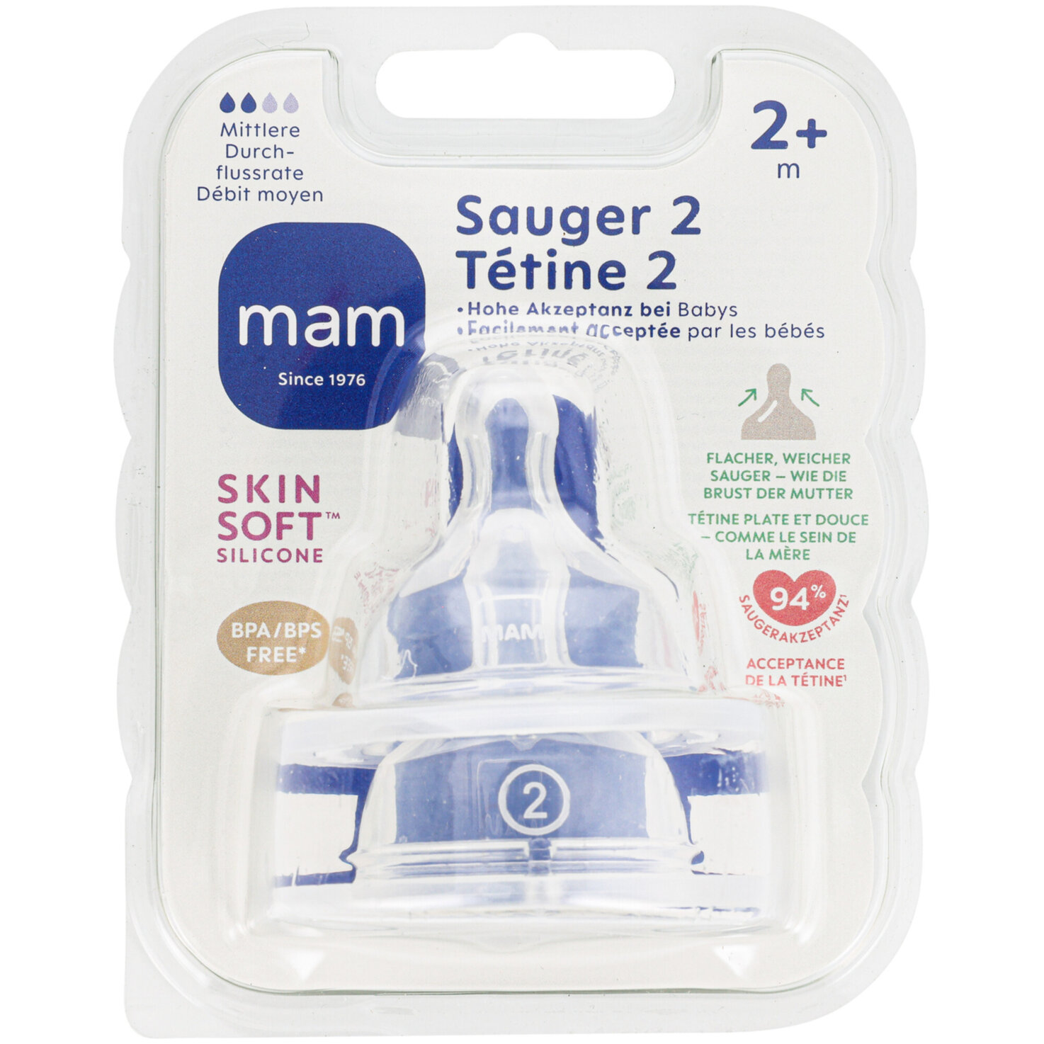 MAM Sauger 2 Silikon Silikon 2m 2 Stück
