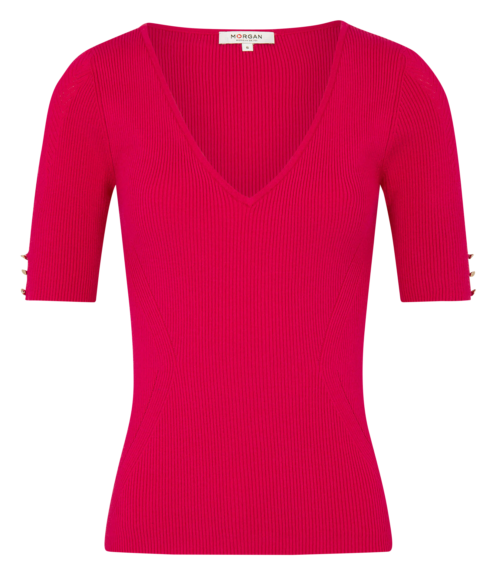 MISHKA - Pull col V manches courtes | Rose