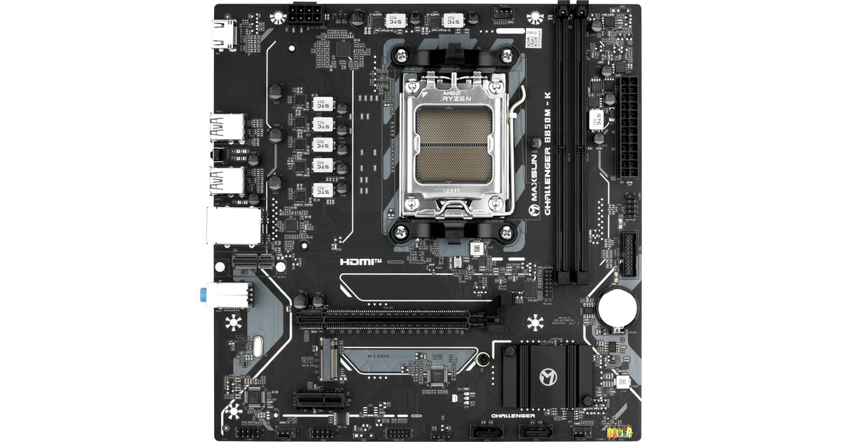 MAXSUNMS-Challenger B850M-K socket AM5 moederbord  (Zwart, RAID, Gb-LAN, Sound, µATX)