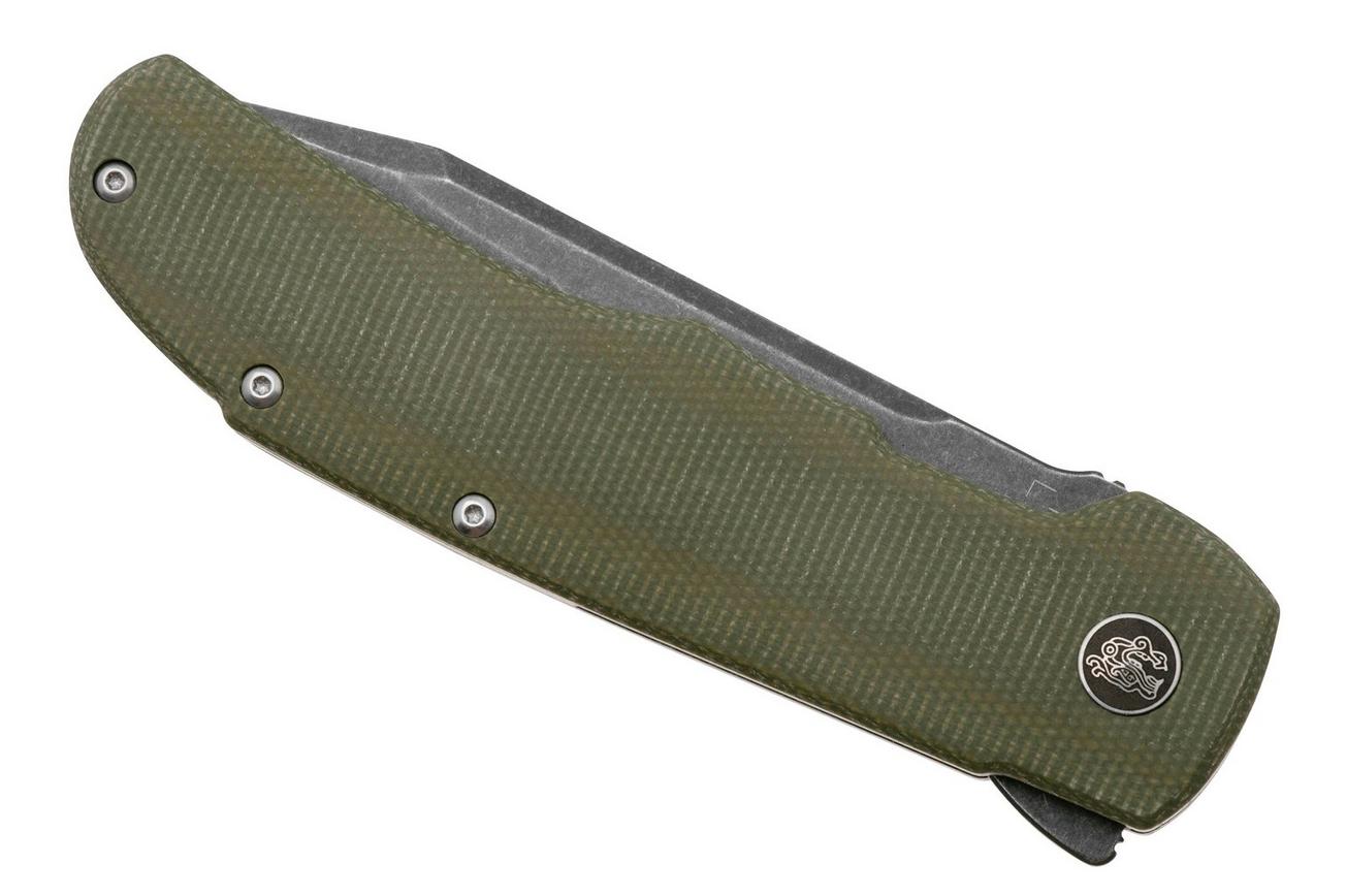 Böker Plus Tac-Master 01BO889, Blackwashed Nitro-V, OD-Green Micarta zakmes, Bob Terzuola design