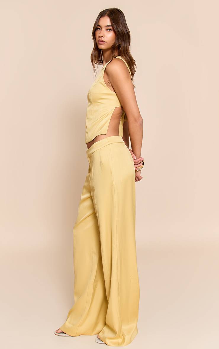 Citron Pantalon Large À Pinces Tissé