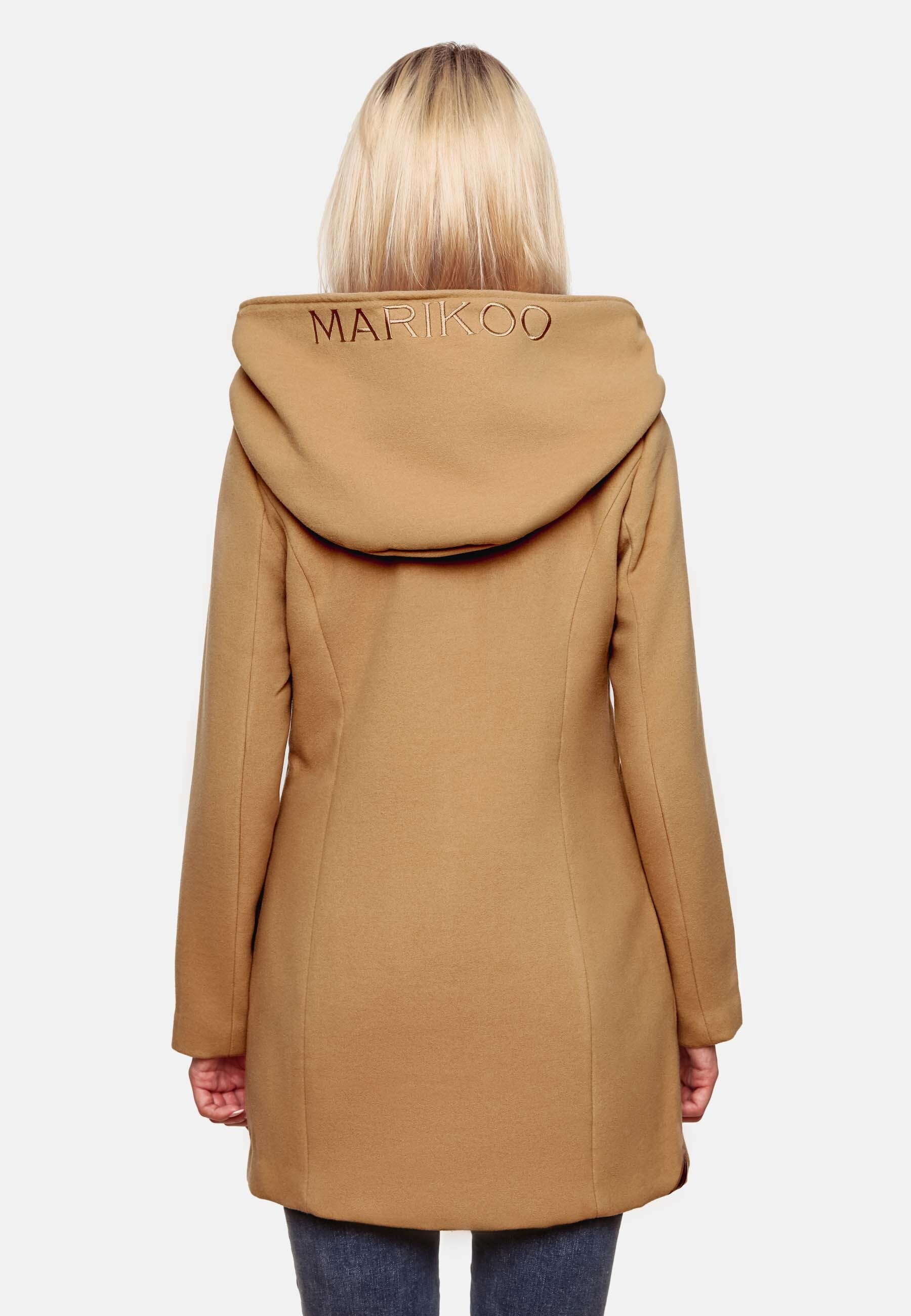 MARIKOO Damen Hochwertiger Wintermantel Mantel Trenchcoat Mit Kapuze Maikoo