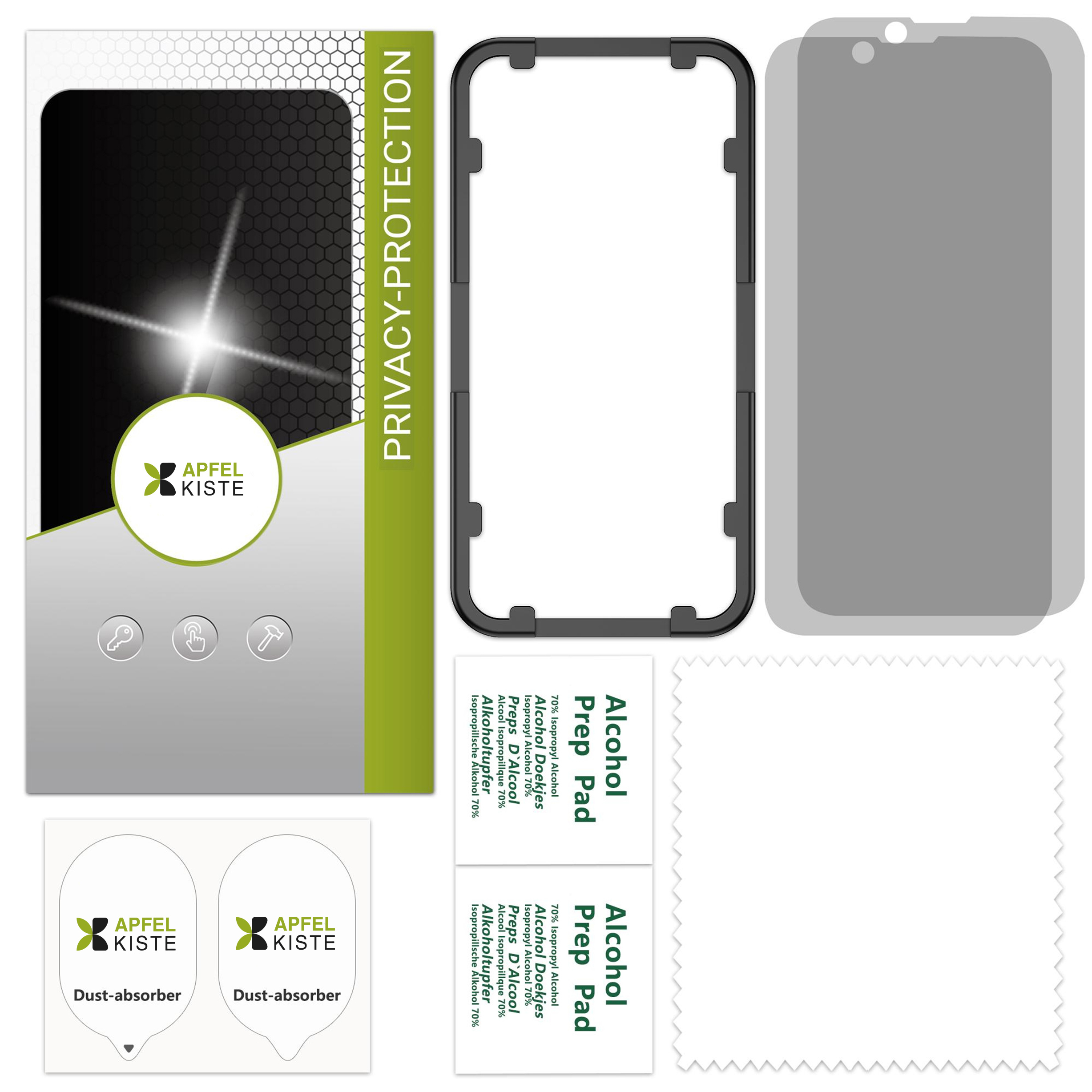 (2er Set) iPhone 16e Privacy Panzer Glas Display   Montagerahmen Case Friendly