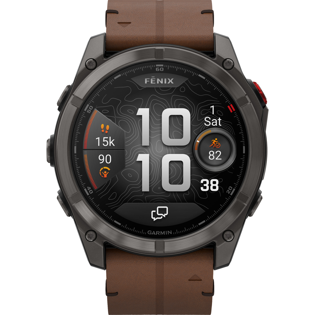 Garmin Fenix 8 Pro - 51mm AMOLED Sapphire Carbongrau / Leder braun
