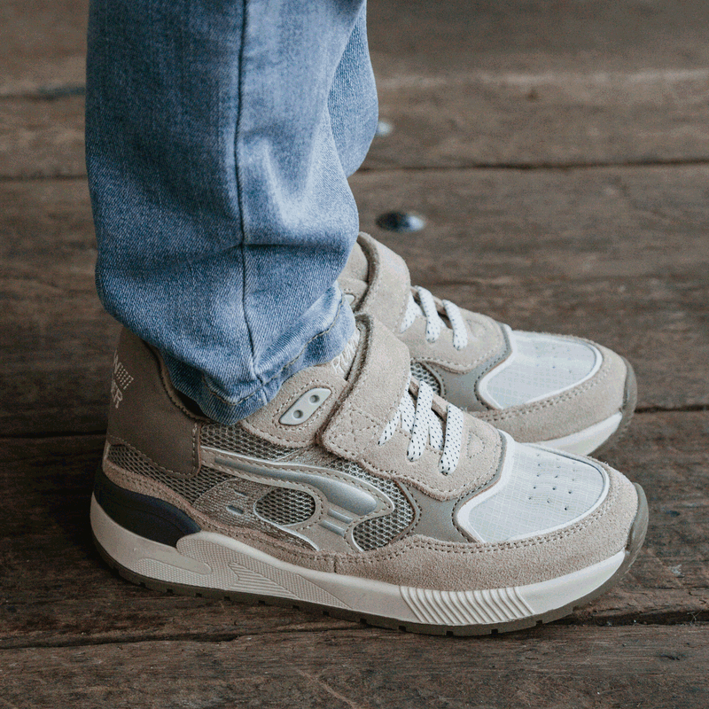 Shoesme beige-grijze sneaker Leer, Microleer | Jongens schoenen