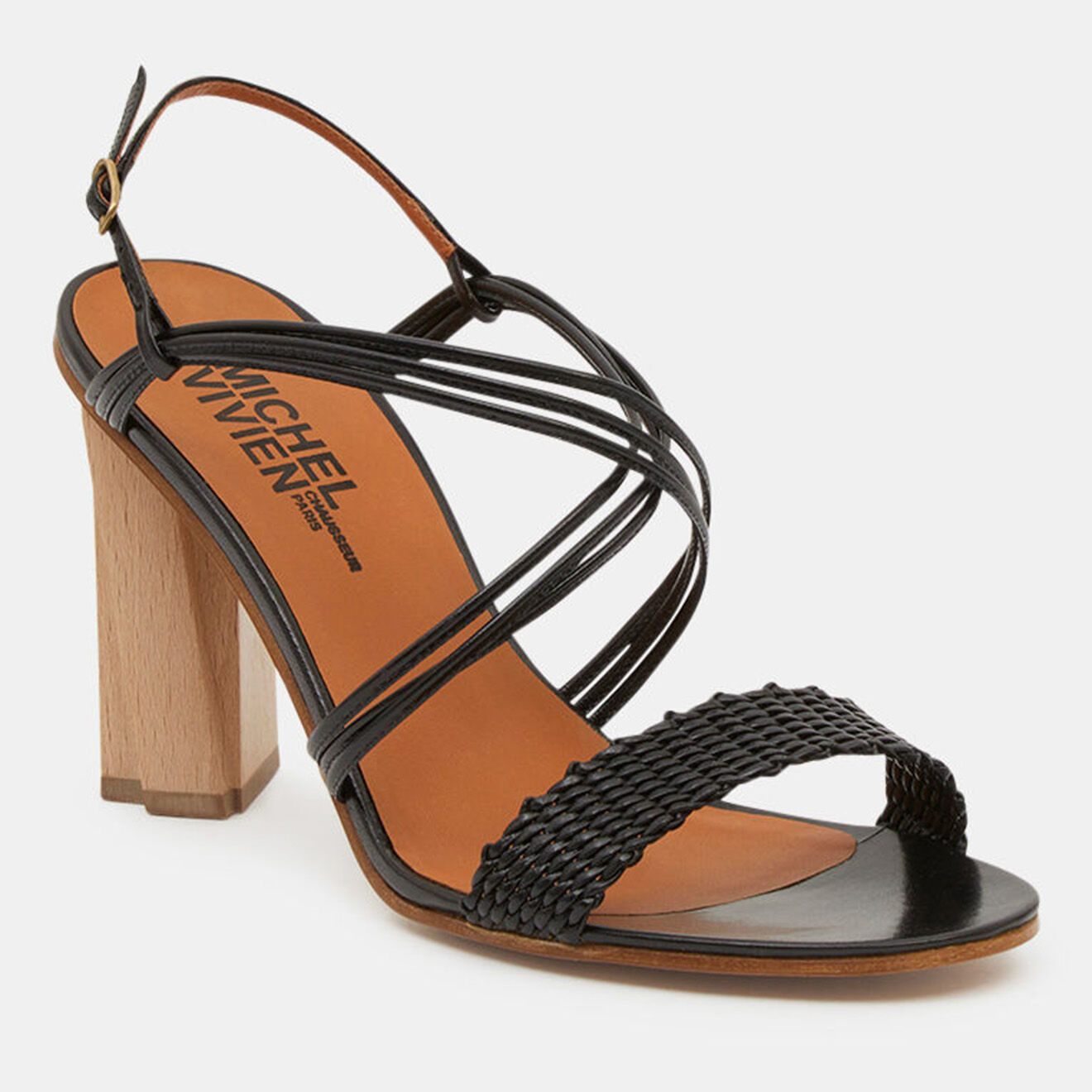Michel Vivien Sandales en Cuir noires - Talon 9 cm