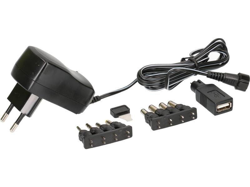 Max Hauri Steckernetzteil Universal 10 W, 3 - 12 V, 600 mA Universal-Steckernetzgerät mit 9 verschiedenen Anschlusssteckern