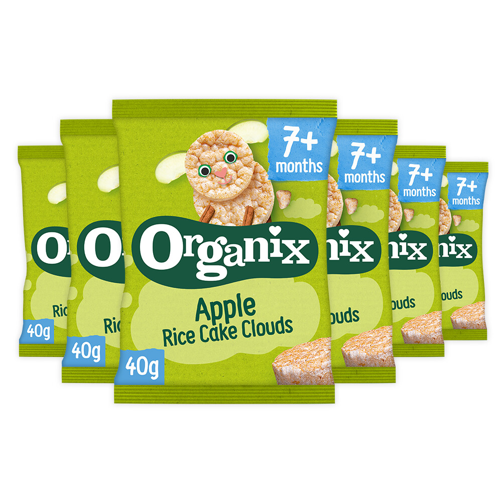 6x Organix Luchtige Rijstwafeltjes 7+m Appel40 gr