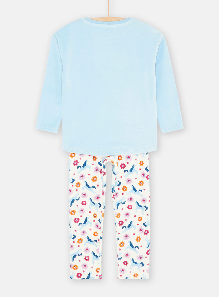 Pyjama en velours bleu pastel fille