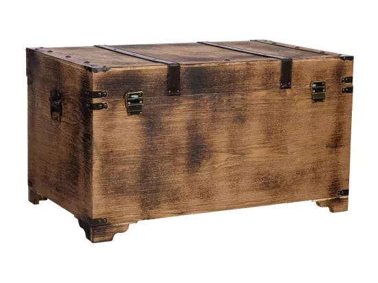 Coffre en bois marron 80x49x45,5