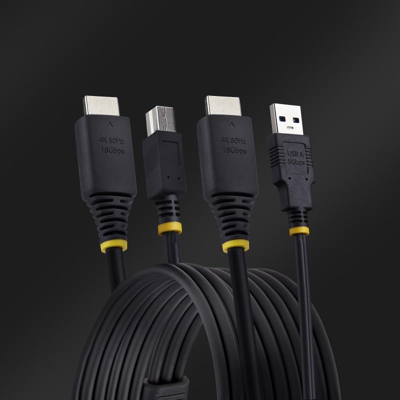 StarTech.com Câble KVM HDMI de 3 m et USB 5Gbps, 4K 60Hz, Câble Combo HDMI 2.0 et USB pour Commutateurs/Switchs KVM