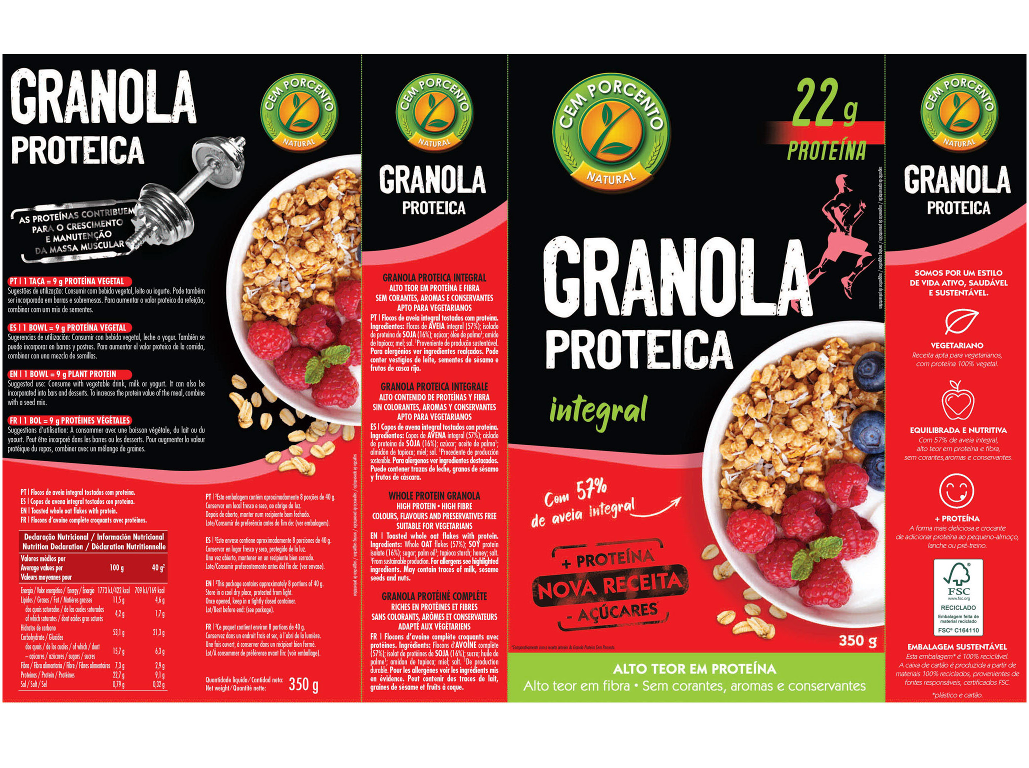 GRANOLA CEM PORCENTO PROTEICA 350G