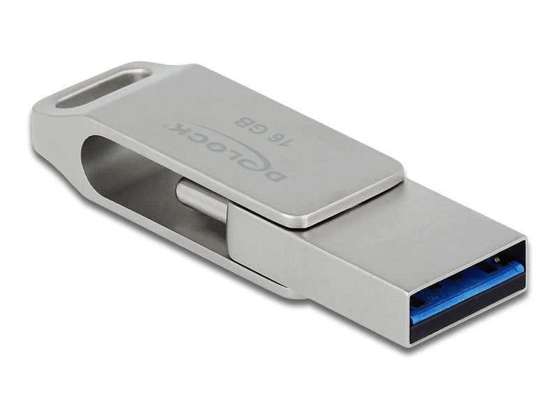 Delock USB-Stick 3.2 Gen 1 USB-C   Typ-A 16 GB Delock USB 3.2 Gen 1 USB-C   Typ-A Speicherstick 16 GB – Metallgehäuse