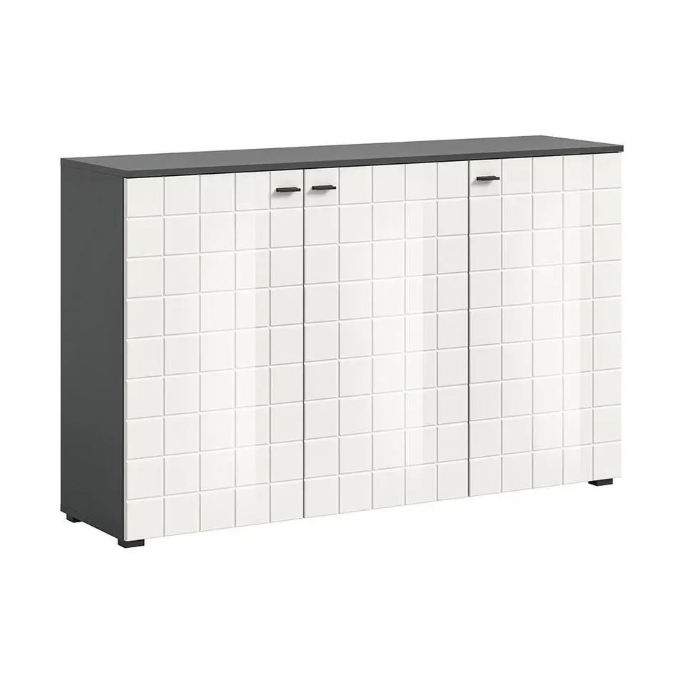 Hioshop Monte dressoir 3 deuren wit hoogglans