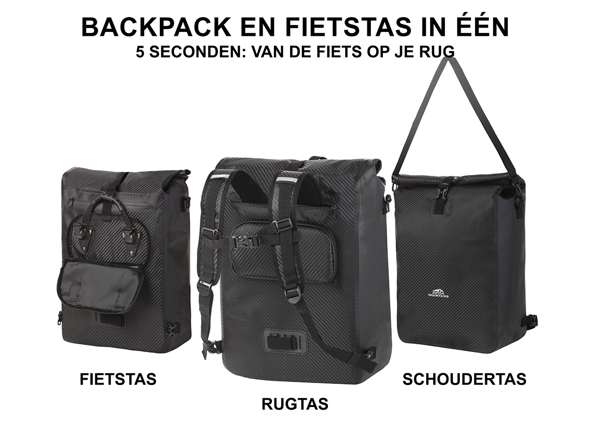 Dutch Mountains 28 liter 3 in 1 enkele fietstas - Black