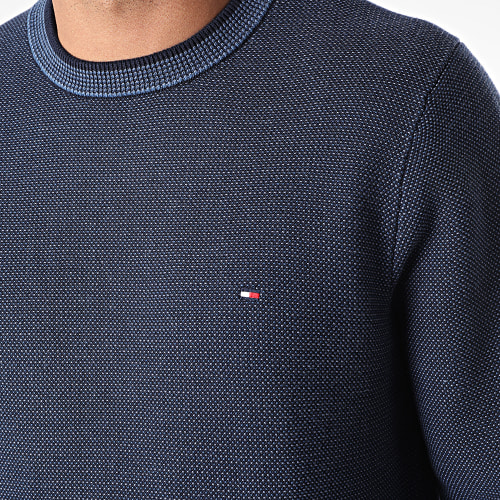Sweat Crewneck 3 Tone Structure 9559 Bleu Marine Chiné