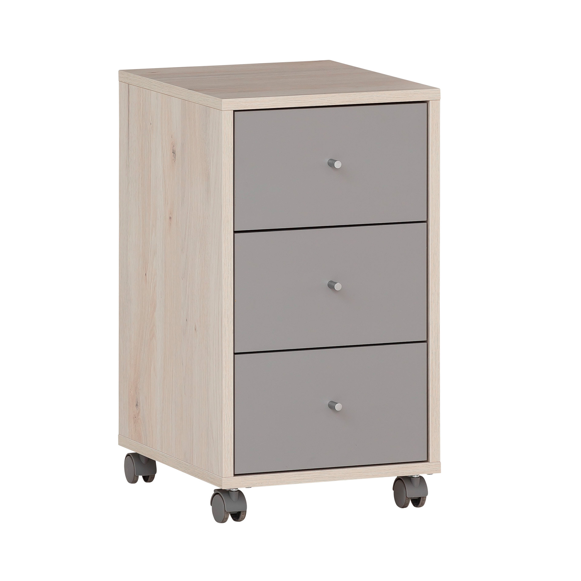 Rollcontainer - Sandeiche-platingrau - 3 Schubladen