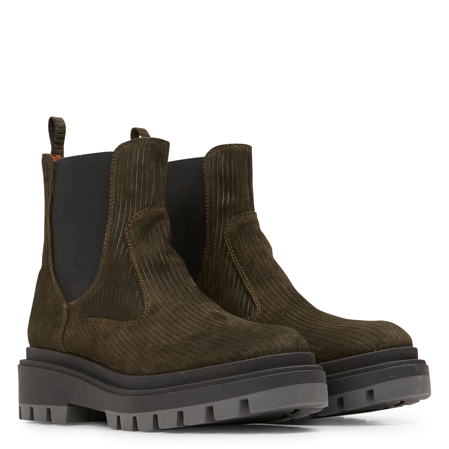 WYSHI - Bottines chelsea en velours côtelé | Kaki