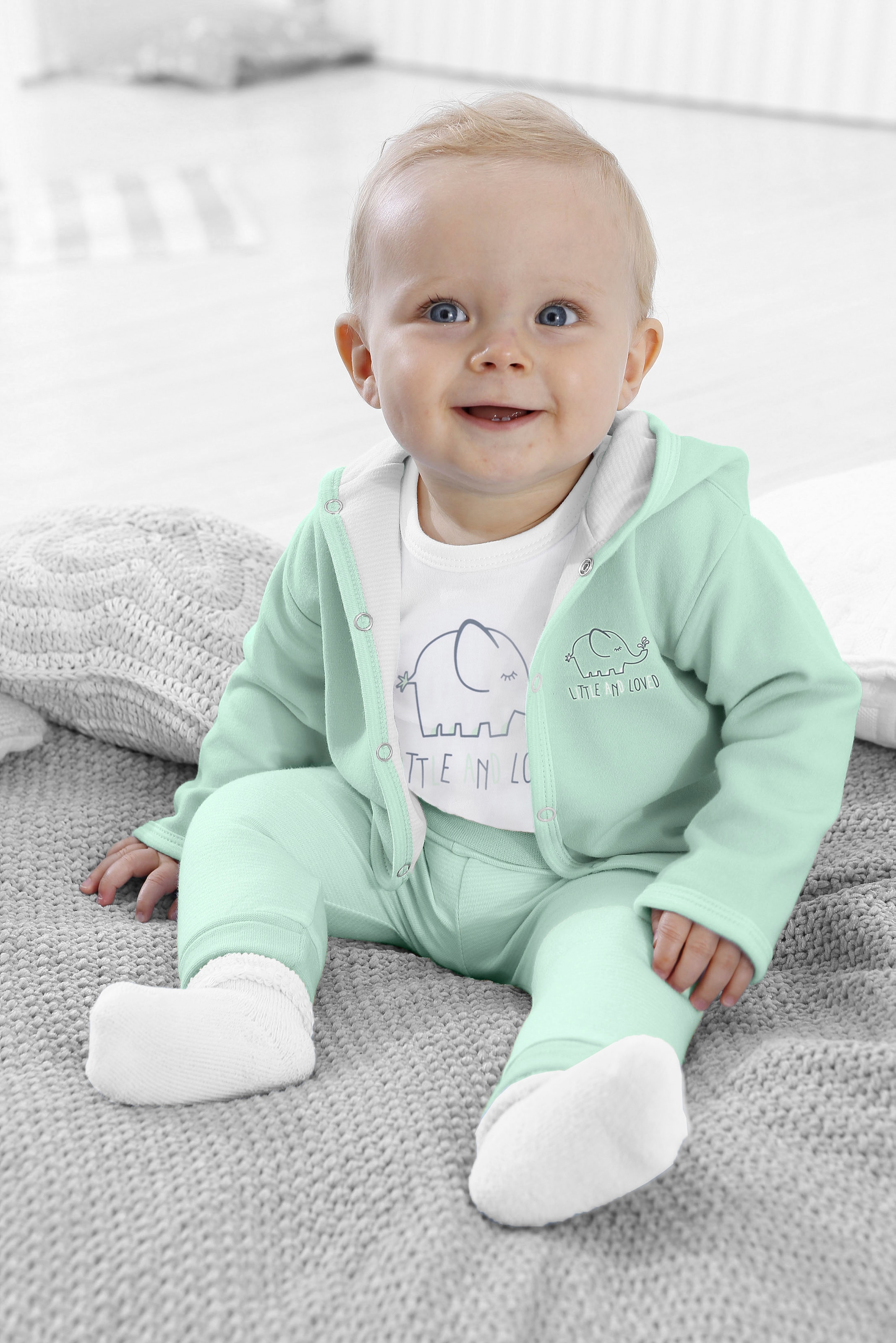KIDSWORLD Starterpaket », 6 teiliges Baby-Set - NEUE KOLLEKTION«, 6 , garngefärbter Ringel, aus Bio-Baumwolle