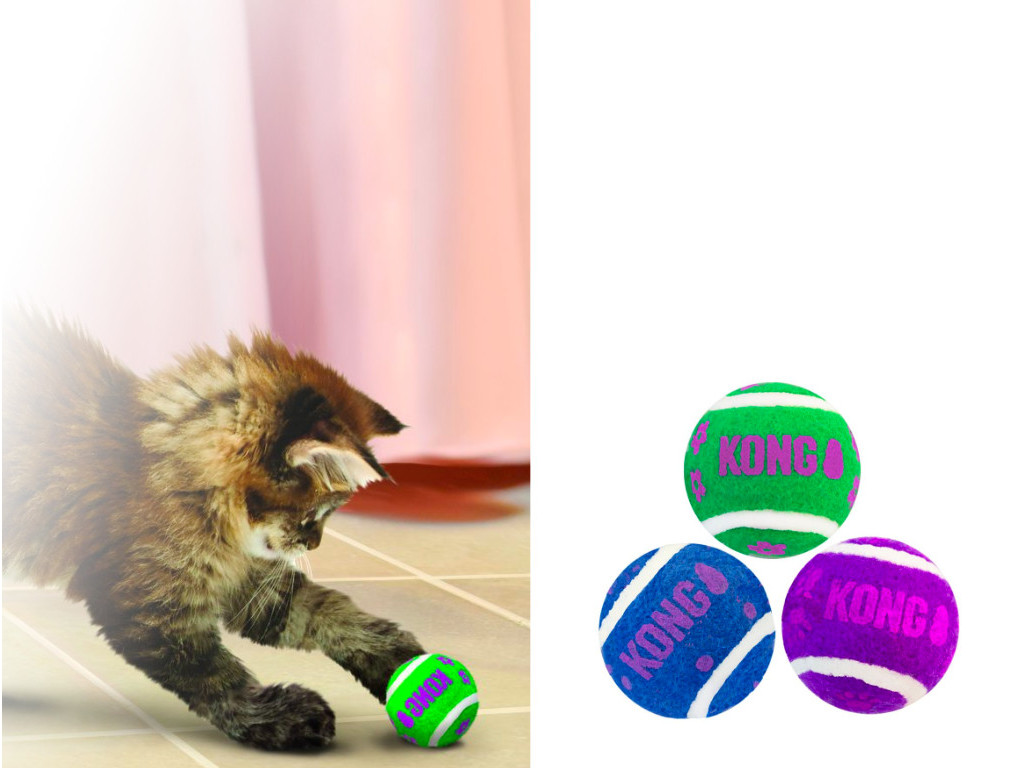 BRINQUEDO PARA GATO KONG BOLAS DE TÉNIS 3 UNIDADES