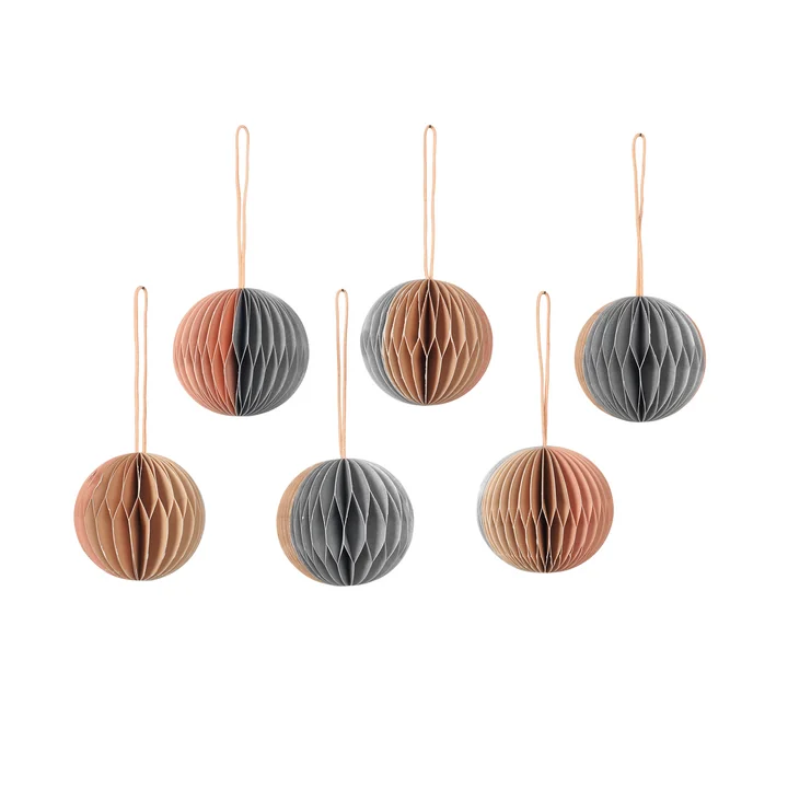 Broste Copenhagen - Christmas Ball Deko-Anhänger, Ø 5 cm, gemische Farben (2) (6er-Set)