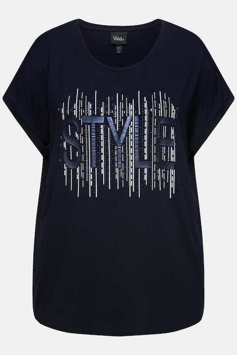T-Shirt, Ziersteinmotiv, Oversized, Rundhals, Halbarm