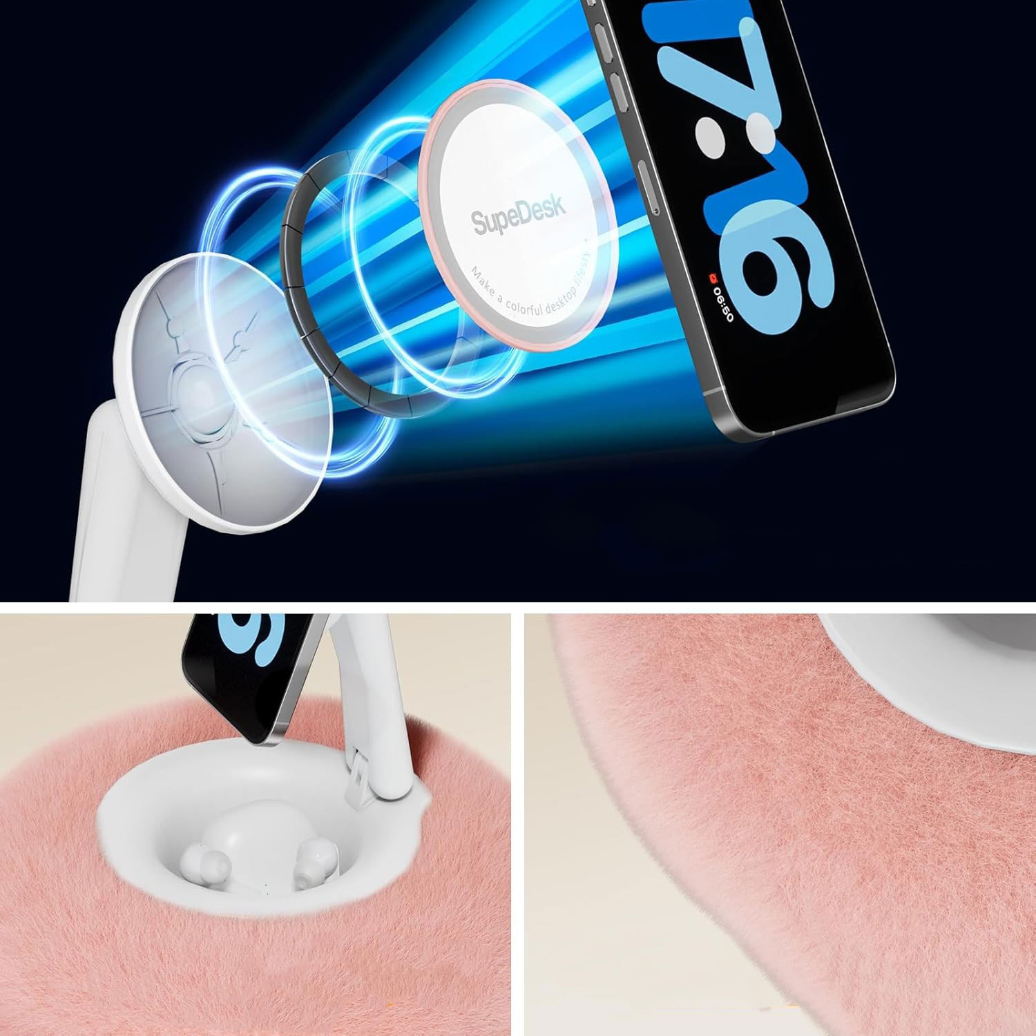 Magnetische Telefonhalterung mit Kissen und verstellbarem Winkel Saugnapfhalterung für 3.5-7