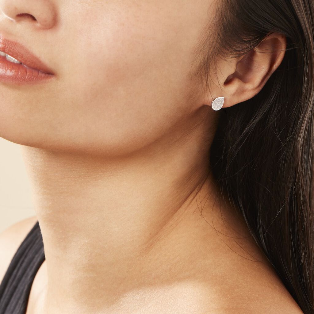 Boucles D'oreilles Puces Argent Blanc Tricoria Oxydes De Zirconium