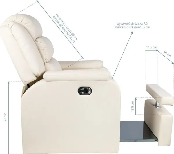 Activeshop Spa & Pedicure stol HILTON, creme