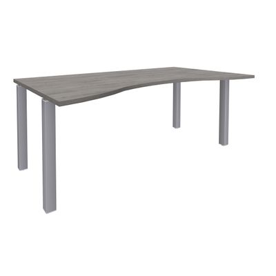 Bureau vague symétrique EXPRIM - L180 cm - Plateau imitation Chêne gris - Pieds alu