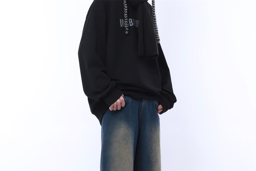 AXEN - High Waist Washed Wide Leg Jeans