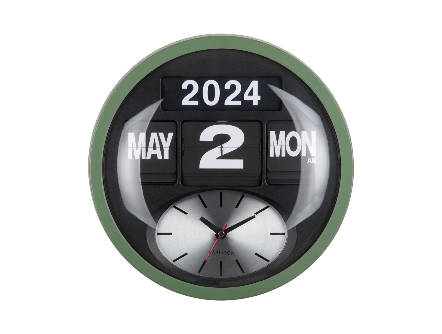 Wandklok Round Flip - Jungle groen