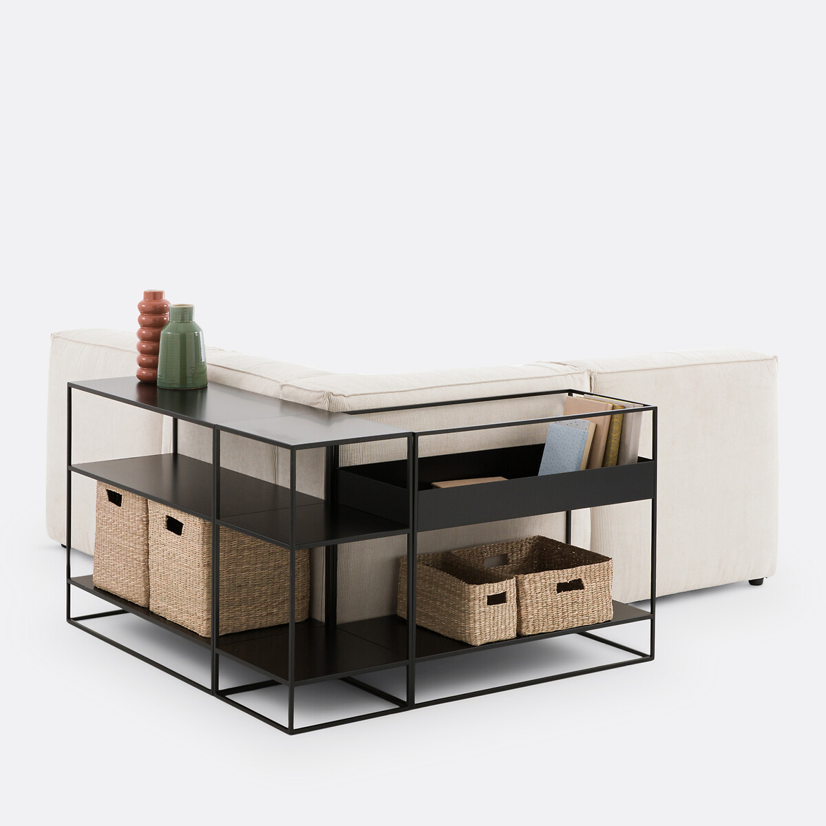LA REDOUTE INTERIEURS<br>Suporte para lençóis para colocar atrás do sofá com gaveta de aço, Miva