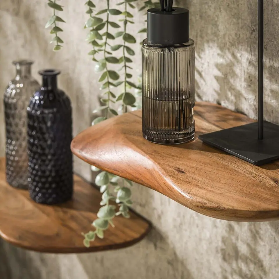 Hoyz Collection - Wandschap Organic - Massief Acacia Naturel - Set van 3