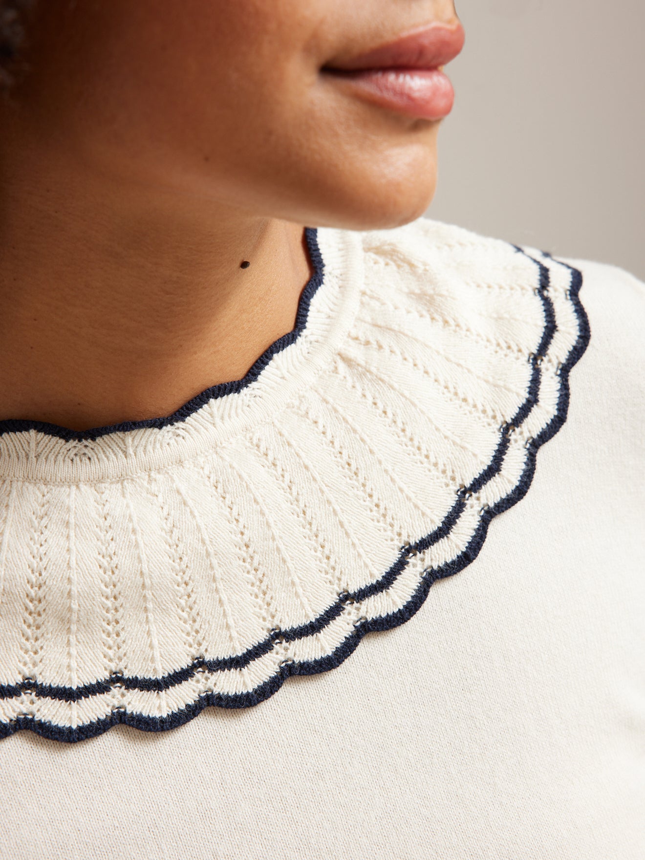 Pull collerette femme coton et cachemire