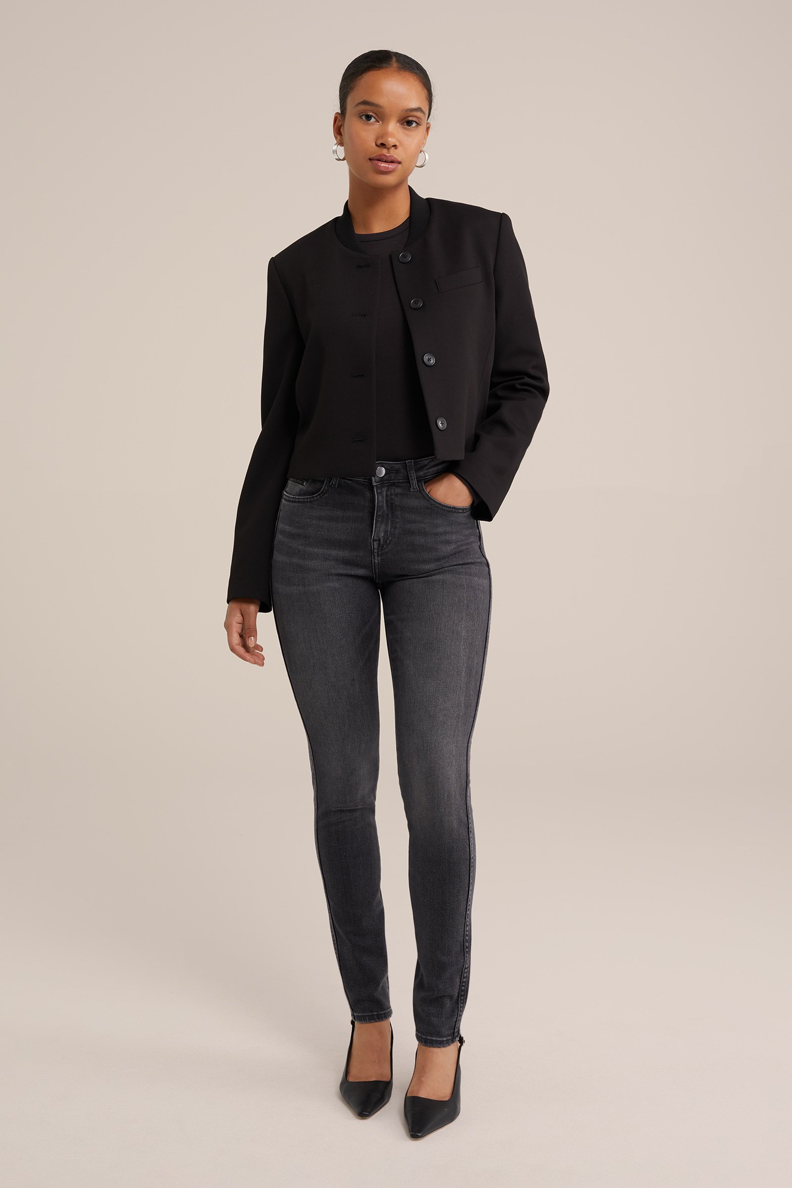 mid rise skinny jeans met stretch Blue Ridge Zwart